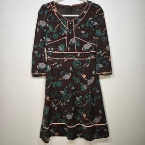 Nice Claup Women's Brown Floral A Line Dress. Size Medium